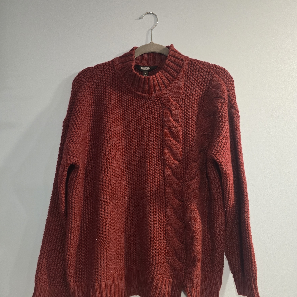 Simply Vera Vera Wang Textured Red Sweater
